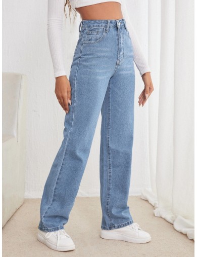 Frenchy High Waisted Straight Leg Jeans