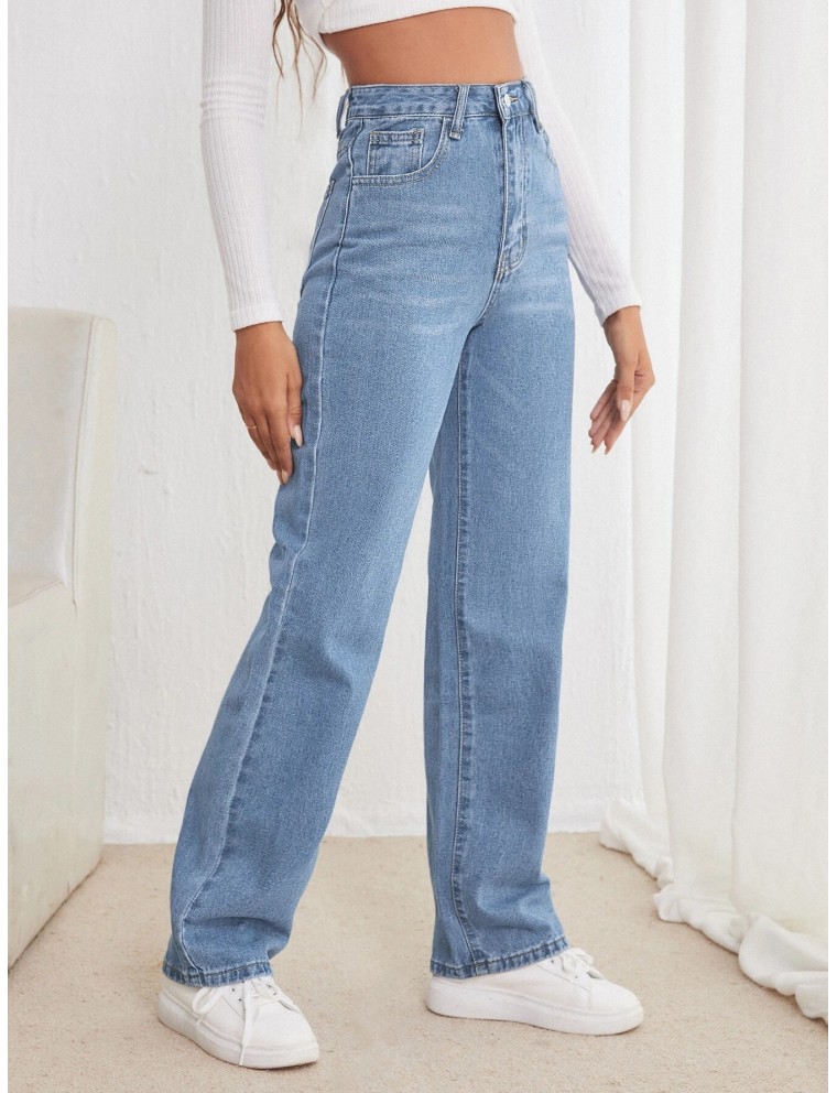 Frenchy High Waisted Straight Leg Jeans