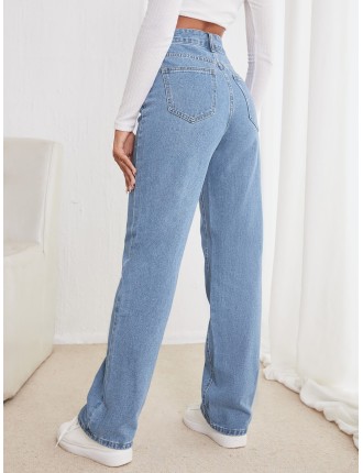 Frenchy High Waisted Straight Leg Jeans