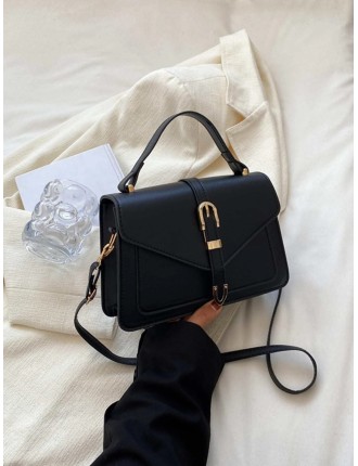 Buckle Decor Flap Square Bag Trendy Envelop Flap Crossbody Bag