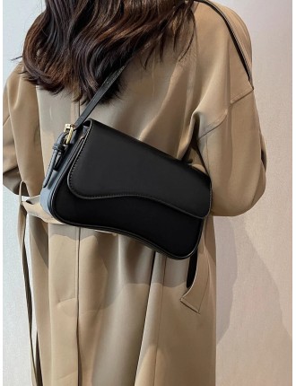 Minimalist Flap Square Bag Simple Solid Color Flap Underarm Bag