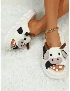 Cartoon Cow Design Novelty Slippers