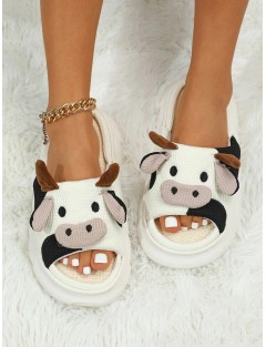 Cartoon Cow Design Novelty Slippers