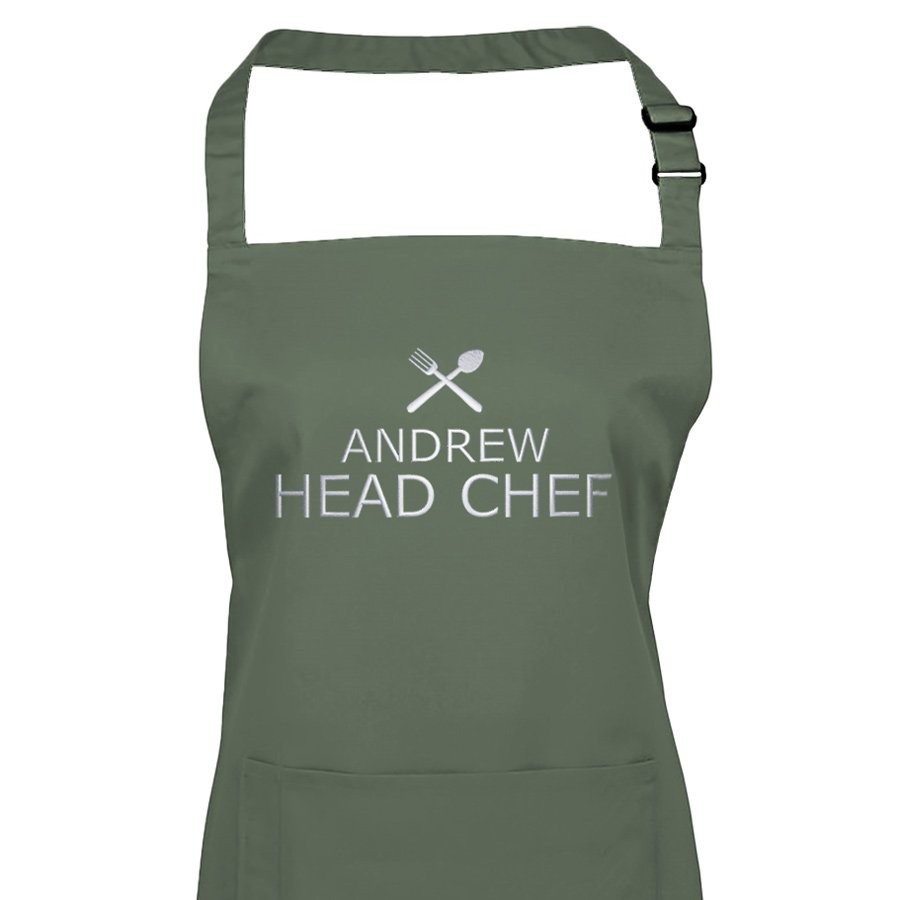 green printed apron upon request