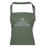 green printed apron upon request